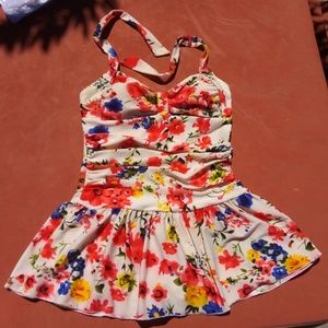 50s floral one piece bathing suit juniors large